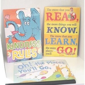 Dr. Seuss 2-Sided Posters 3 Sealed Brand New 12.5" x 8.5" Home School Classroom